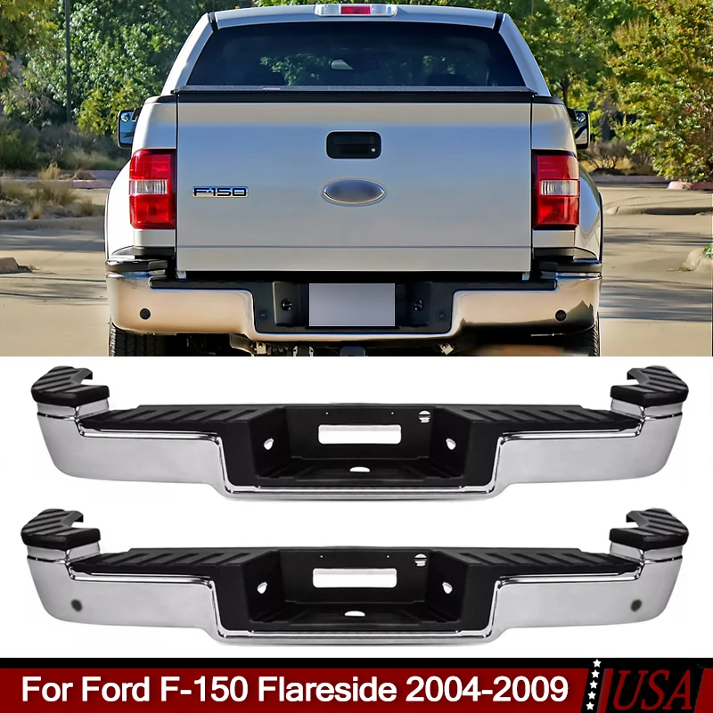 

Chrome Rear Step Bumper for Ford F150 F-150 Flareside Rear Bumper Replacement 2004 2005 2006 2007 2008 2009 FO1103121 Magickit