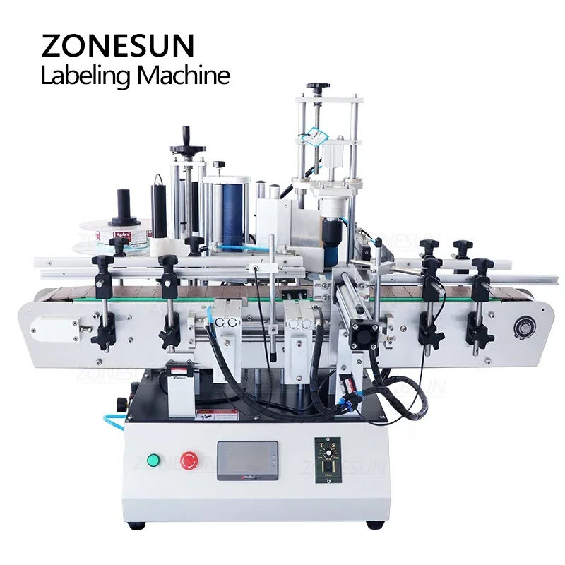 ZONESUN ZS-TB550 آلة وضع العلامات الأوتوماتيكية لخط التعبئة والتغليف الزجاجي البلاستيكي المضلع السداسي المستدير
