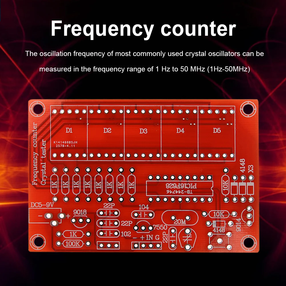 1Hz-50MHz Frequency Counter Tester 5 Digits High Precision Crystal Oscillator Frequency Counter Meter DIY Kits Module