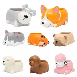 Cerâmica Animal Flower Pot Cartoon Dog Mini Pot Plantas Suculentas Potes De Bonsai Para Plantas Suculentas Artificiais Decoração De Casa