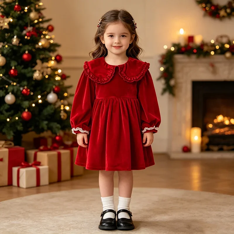 2026 New Autumn Sister Dress Kids Princess Dresses 2-6Yrs Girl Party Dress Christmas Style Children Clothes Baby Girl Clothes