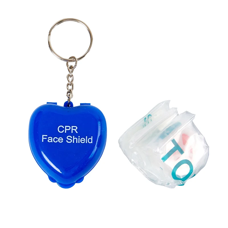 1PC CPR Mask CPR Face Shield For CPR Resuscitator With One-way Keychain Key Ring Heart Shape First Aid Rescue Kit