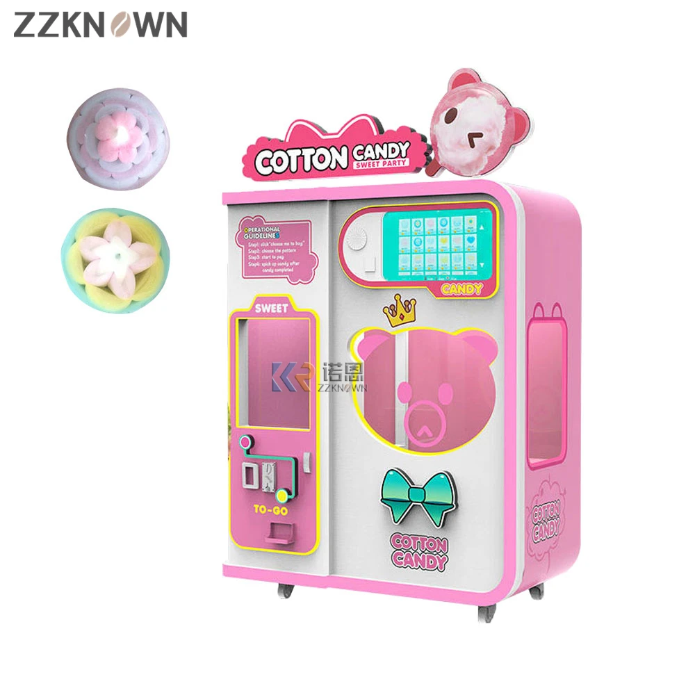 2023 Hot Selling Automatic Cotton Candy Vending Machine Marshmallow Machine Outdoor Business Vending Machine