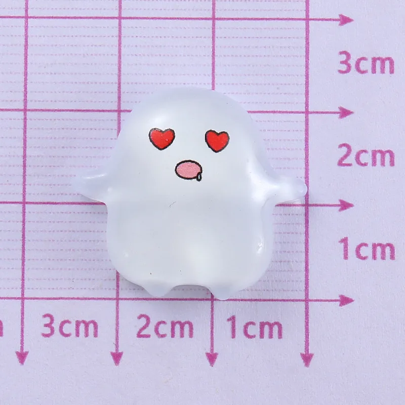 10Pcs Resin Cute Cartoon Halloween Transparent Ghost Emoticon Pack Figurines Flatback Stone Decor DIY Halloween Scrapbook Crafts