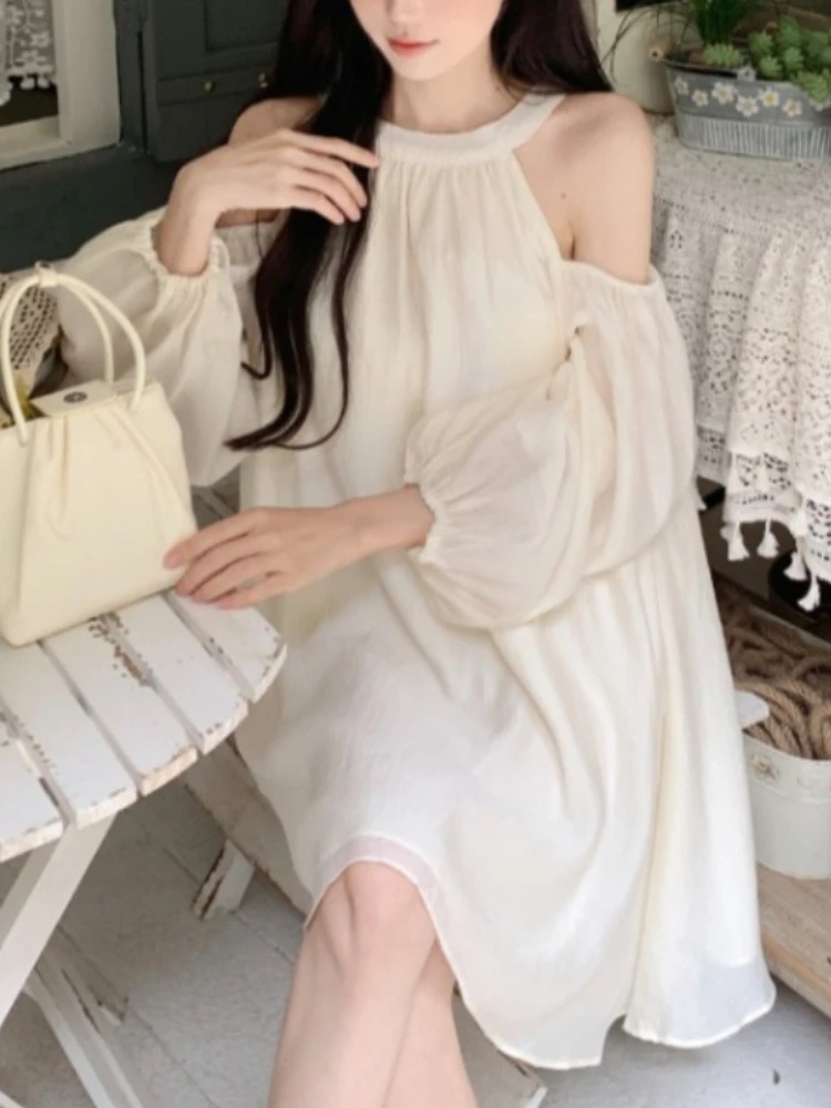 

Korean Style Loose Mini Fairy Dress Women Puff Sleeve Fashion Chic Mini Dress Female 2025 Summer Casual Evening Party Dress Y2K
