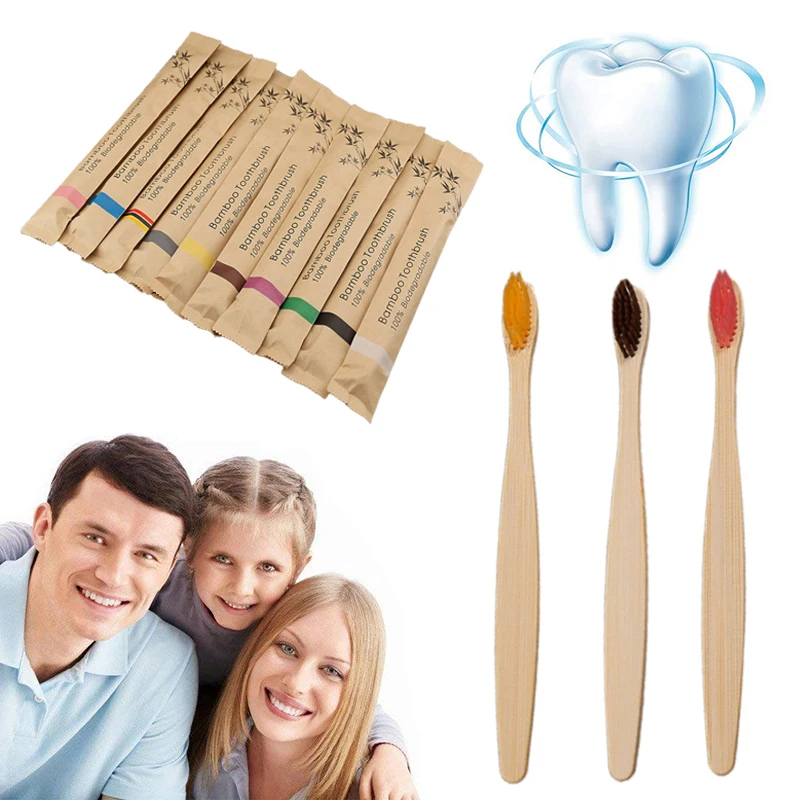 Colorful Toothbrush Natural Bamboo Tooth Brush Set Soft Bristle Charcoal Teeth Eco Bamboo Toothbrushes Oral Care