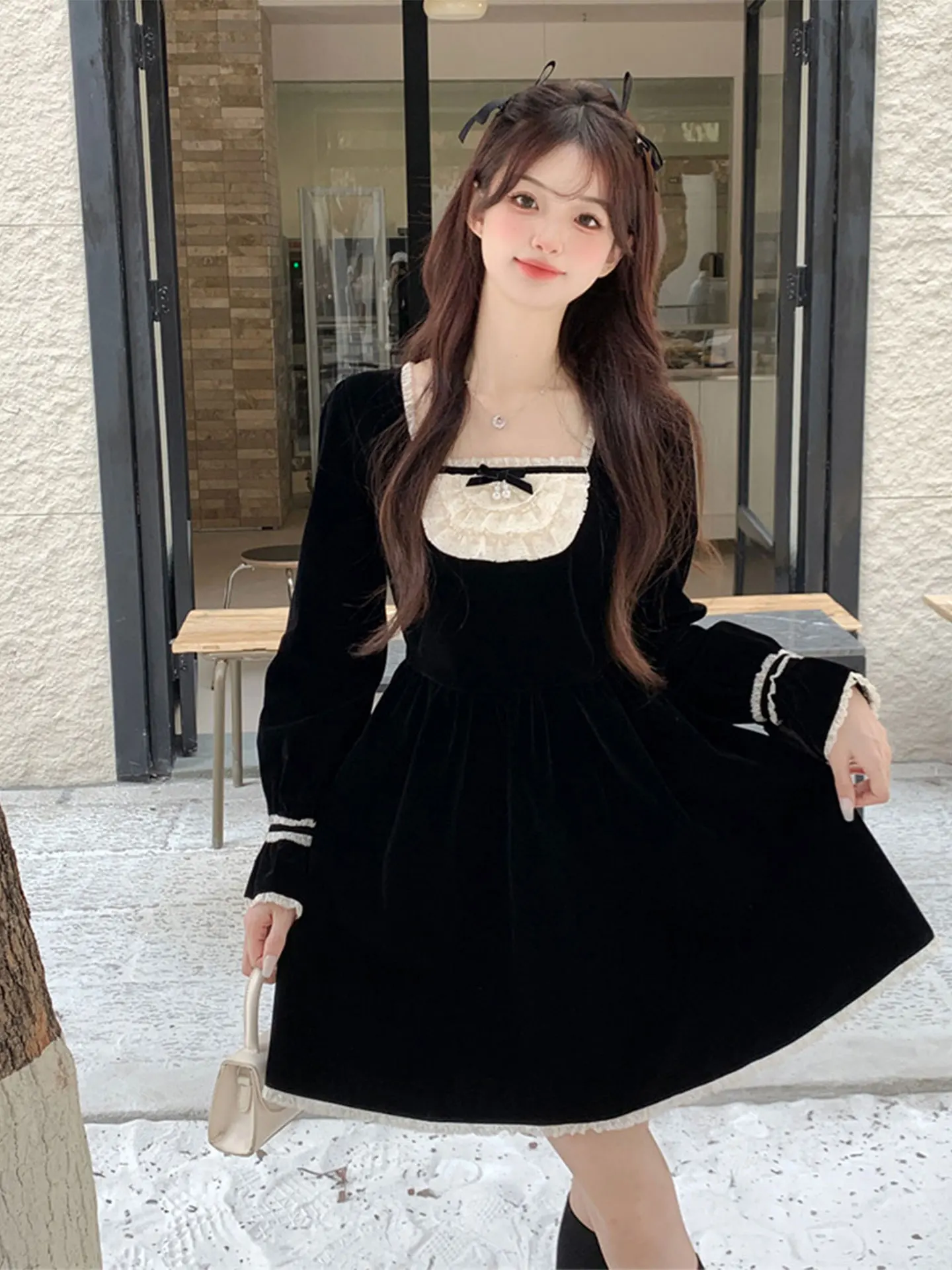 

Женское повседневное платье А-силуэта с квадратным вырезом, длинными рукавами, приталенное, больших размеров, весна 2026