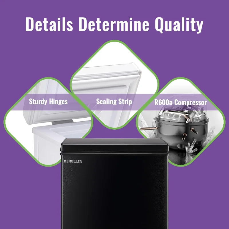 4.0 قدم مكعب، فريزر عميق على الصدر، فريزر صغير مع شاشة عرض إلكترونية، ترموستات إلكتروني دقيق لكل درجة