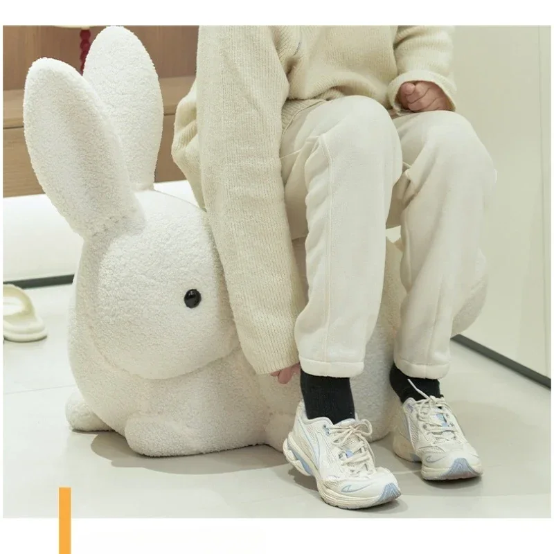 Firm Durable Children's cartoon stool plastic animal low stool shoe changing stool cute rabbit seat