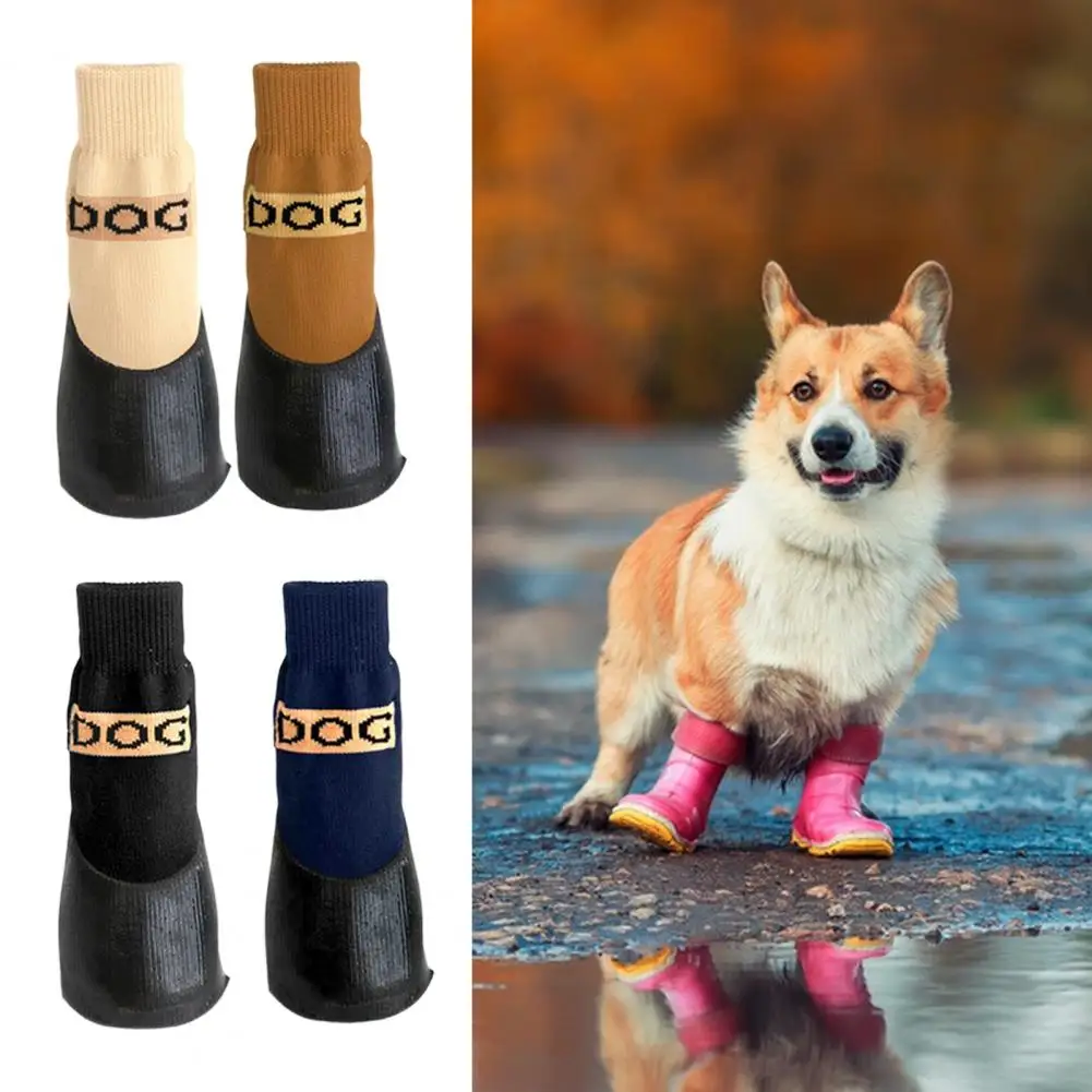 4Pcs Pet Dog Shoes Socks Outdoor Indoor Waterproof Non-slip Dog Shoes Dog Cat Socks Pet Paw Protector for Small Medium Large Dog