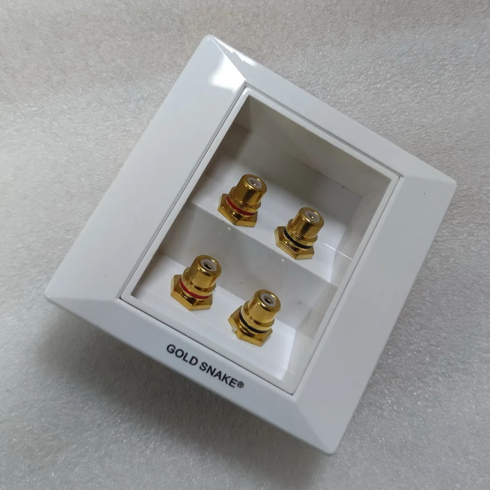 4 Position RCA Socket Speaker Panel Box Audio Panel Socket Gold Plated Terminal Outlet 86 Size