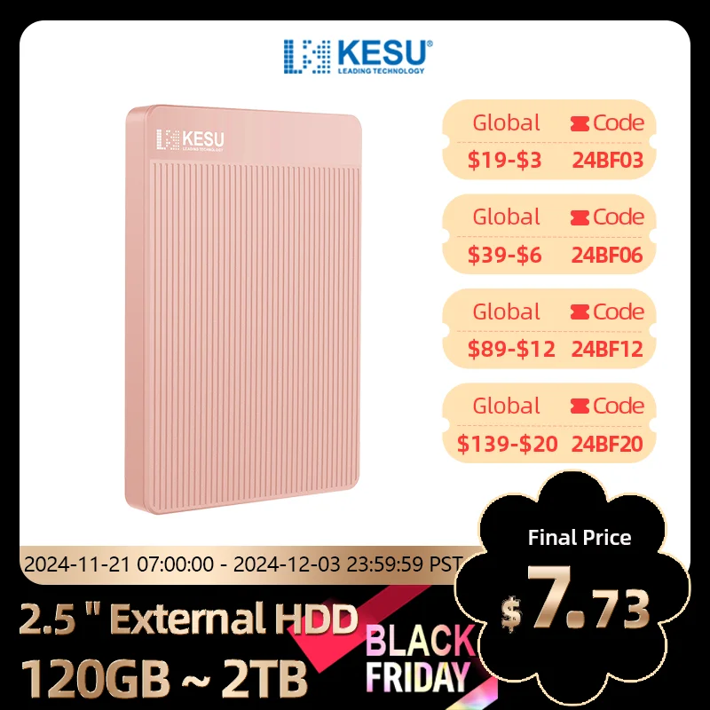 KESU Portable HDD External Hard Drive Disk 2TB 1TB 750GB 500GB 320GB 250GB 2.5