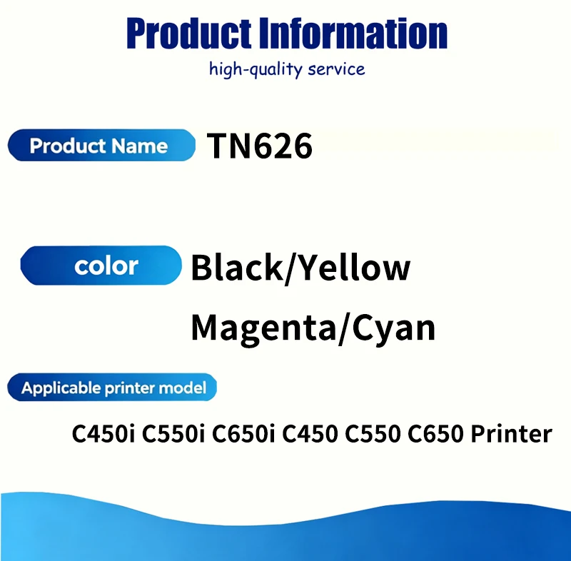 1 PCS 4 Colors TN626 TN-626 TN626 TN 626 Toner Cartridge Compatible For Konica Minolta Bizhub C450i C550i C650i C450 C550 C650