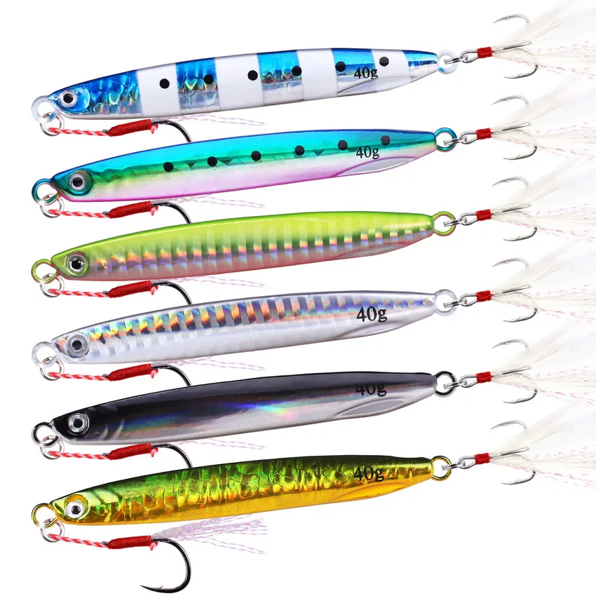6 teile/los Super Slim lange Metall Casting Jig Angeln Lockt 7G 10G 14G 17G 21G 30G 40G Shore Cast Jigging Löffel Angeln Köder Tackle