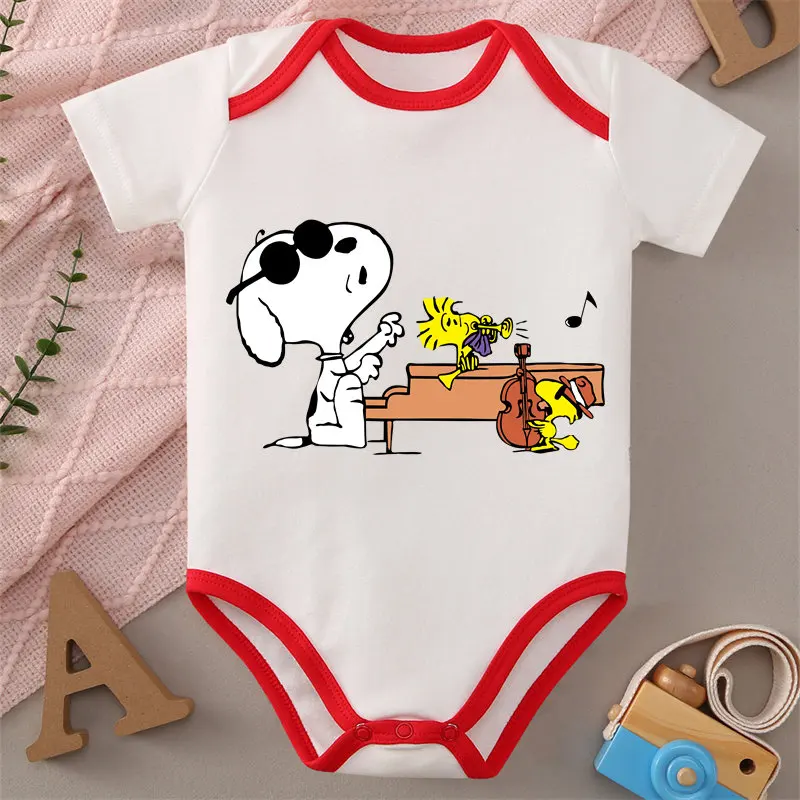 

MINISO Snoopy Like Music Print Baby Cloths 100% Cotton Jumpsuit Onesie Bodysuit for 0 To 12 Months Newborn Best Gift for Baby