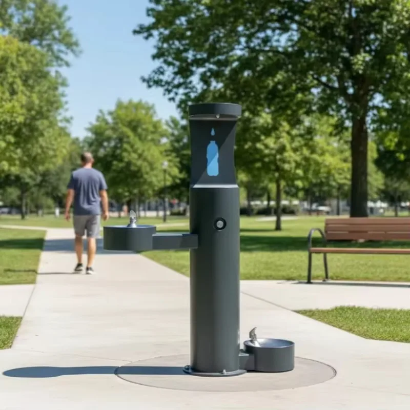 Outdoor public water dispenser, drinking bottle filling station, non-contact water dispenser double-layer