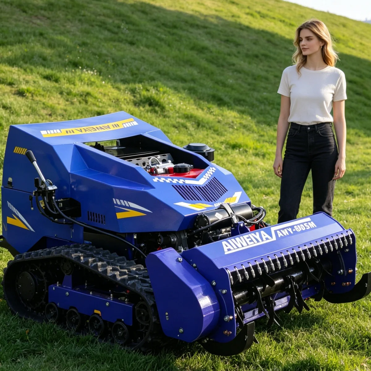 Customized Wide Deck Petrol Lawn Mower Large Cutting Area Lawn Mower Robot Gas Mowing Machine For Ranch Large Pasture