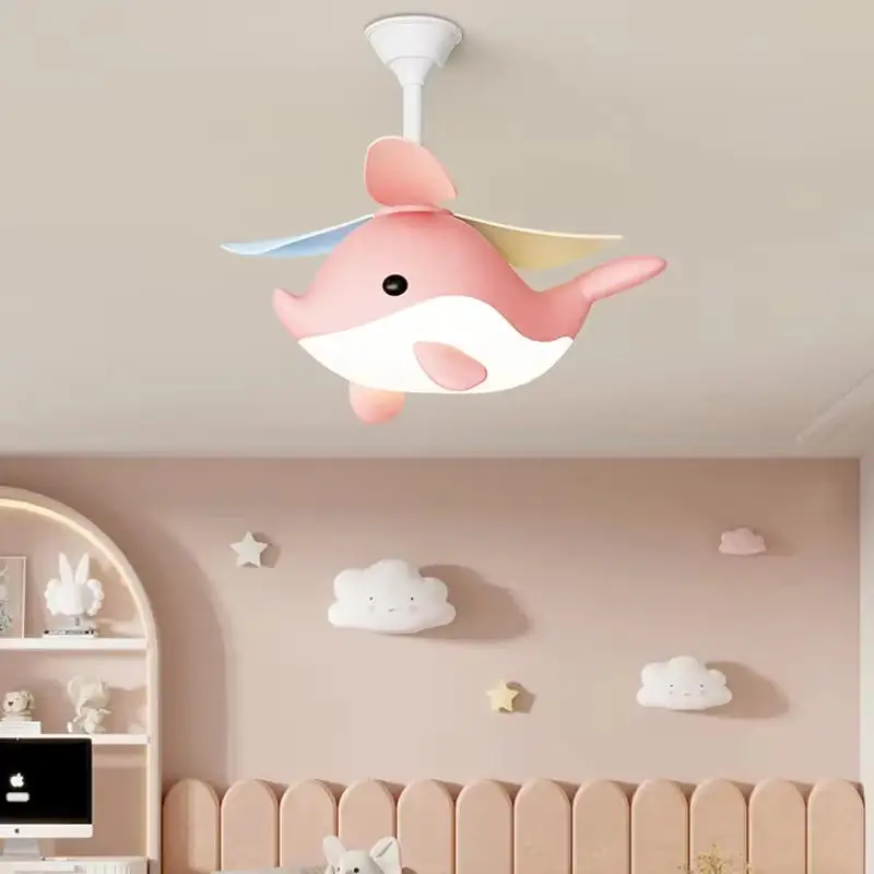 High Quality Loft Fan Chandelier Retro Dining Room Household Electric Fan Mute LED Remote Leaf Fan Lamp