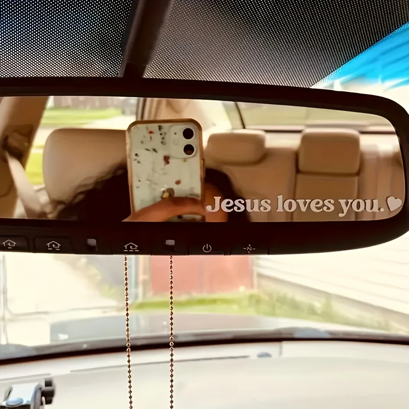 สติกเกอร์ติดรถยนต์ 1 ชุด ลายพระเยซูรักคุณ ของตกแต่งทางจิตวิญญาณสำหรับกระจกมองหลังรถยนต์ ทำให้รถของคุณโดดเด่นด้วยความเชื่อในพระเจ้า