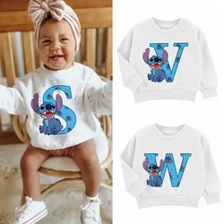 Stitch Children's Sweatshirts Kids Letter Name Combination Clothes Kawaii Cartoons Pullover Girl Boy Fashion Harajuku Sportswear