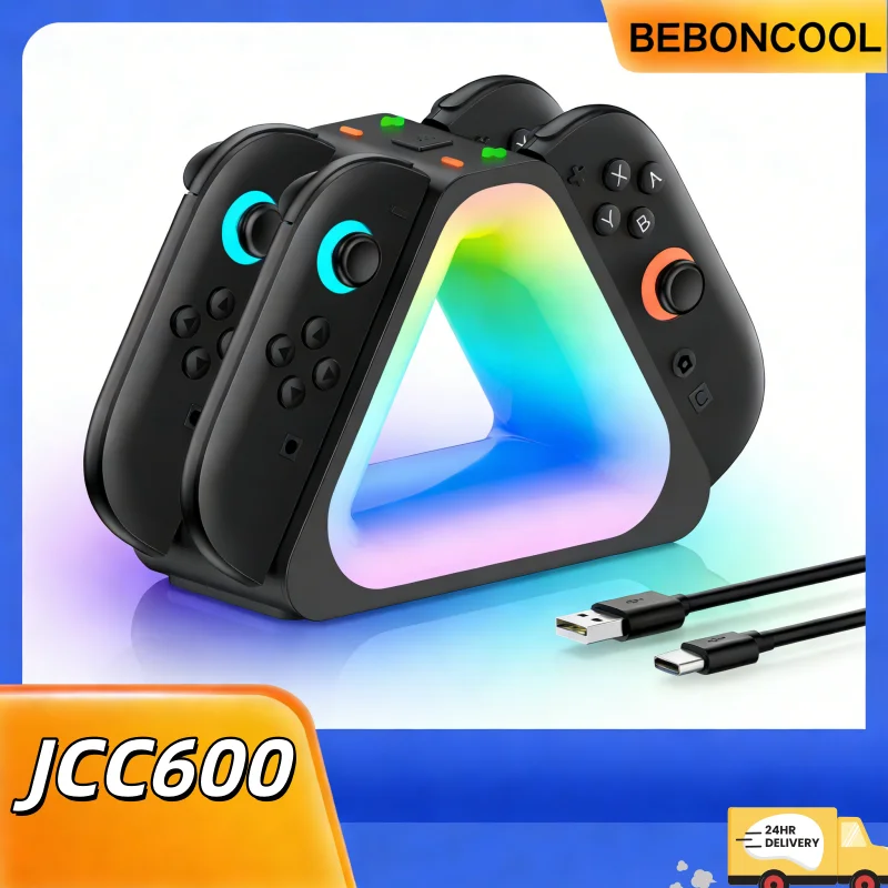 

Зарядная док-станция BEBONCOOL JCC600 Switch2 | Подставка для зарядки контроллеров с 4 слотами и 8 светодиодами, съемная - для профессиональной игровой конфигурации