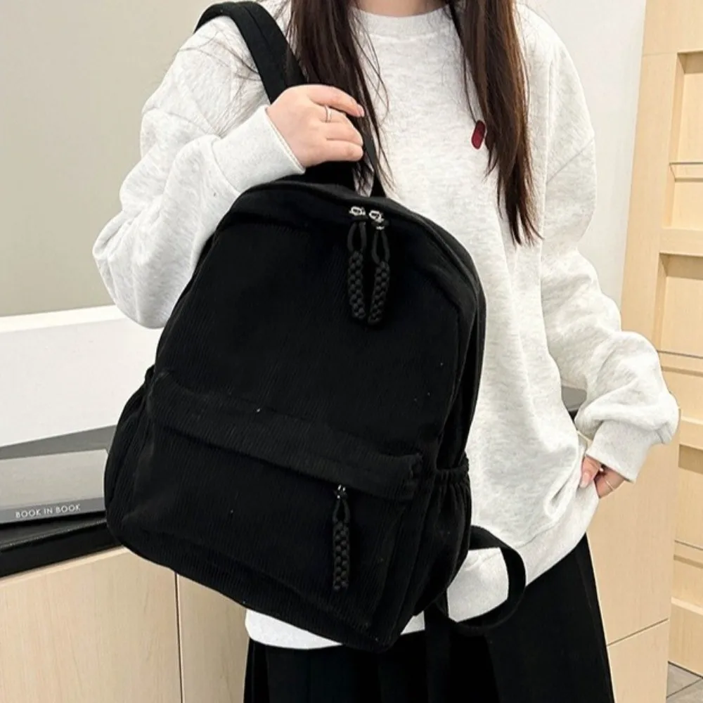 lightweight-corduroy-backpack-solid-color-large-capacity-students-school-bag-portable-adjustable-shoulder-straps