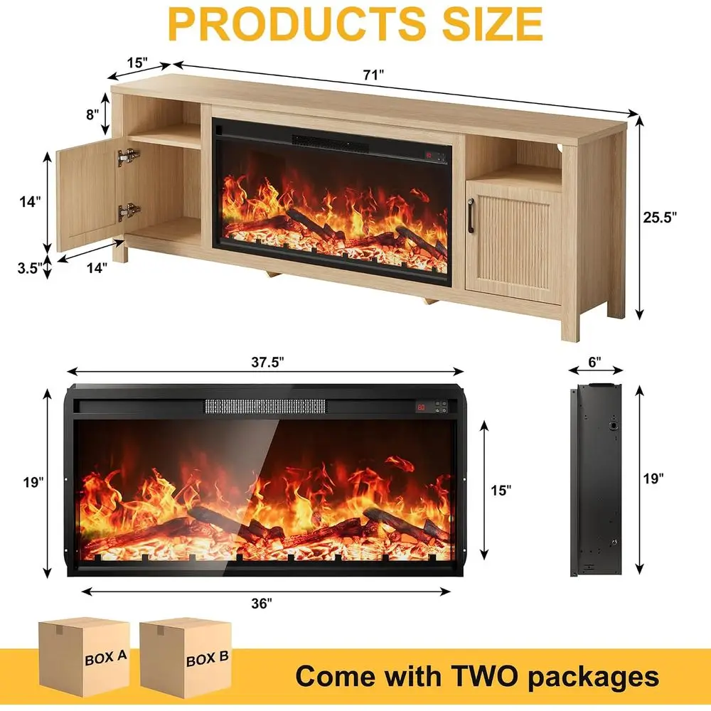 71 Luted Replace TV Stand with 38 Electric Replace or up to 80 Entertainment Center, Media Shelf, Fire Place Mantel with Storage