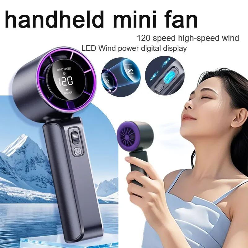 

Новый 120-скоростной высокоскоростной ветровой уличный крутой портативный охлаждающий цифровой дисплей перезаряжаемый USB мини-портативный небольшой вентилятор
