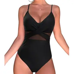 2024 Nero Net Costumi da bagno di grandi dimensioni Donna Plus Size Costume intero Push Up per Beach Pool Bagnante Nuoto Costumi da bagno per il corpo