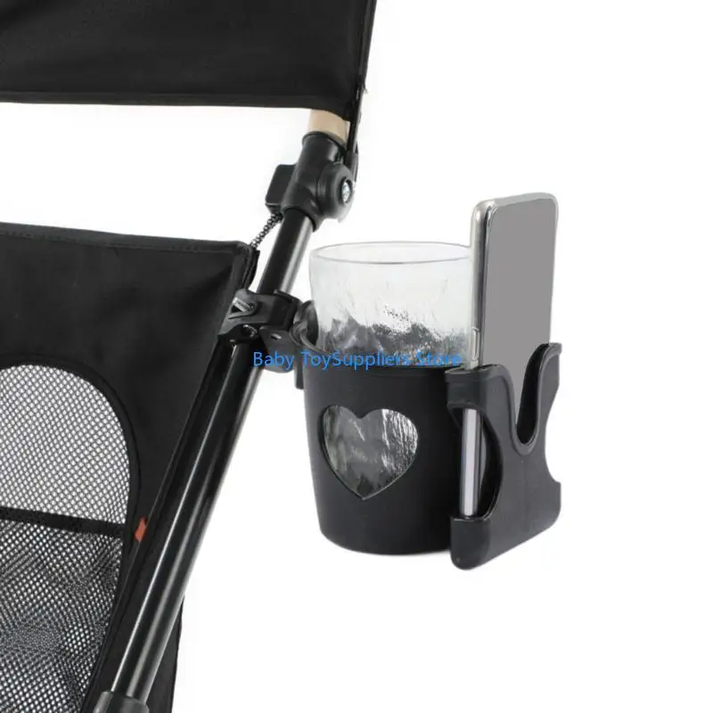

R1WF Stroller Drink Stand with Smartphone Holder Easy Clip On Designing Cup Bracket