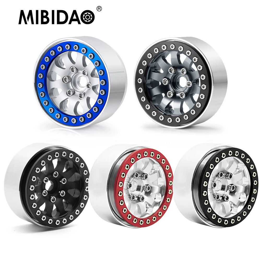 

MIBIDAO 4Pcs Aluminum Alloy 1.9 Inch Beadlock Wheels Rims Hubs for Axial SCX10 II 90046 AXI03007 1/10 RC Crawler Car Model Parts