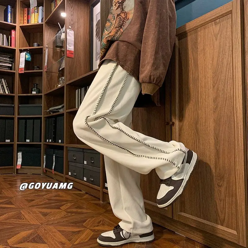 남성 봄 니치 캐주얼 팬츠 루즈핏 스트레이트 트렌디 브랜드 바지