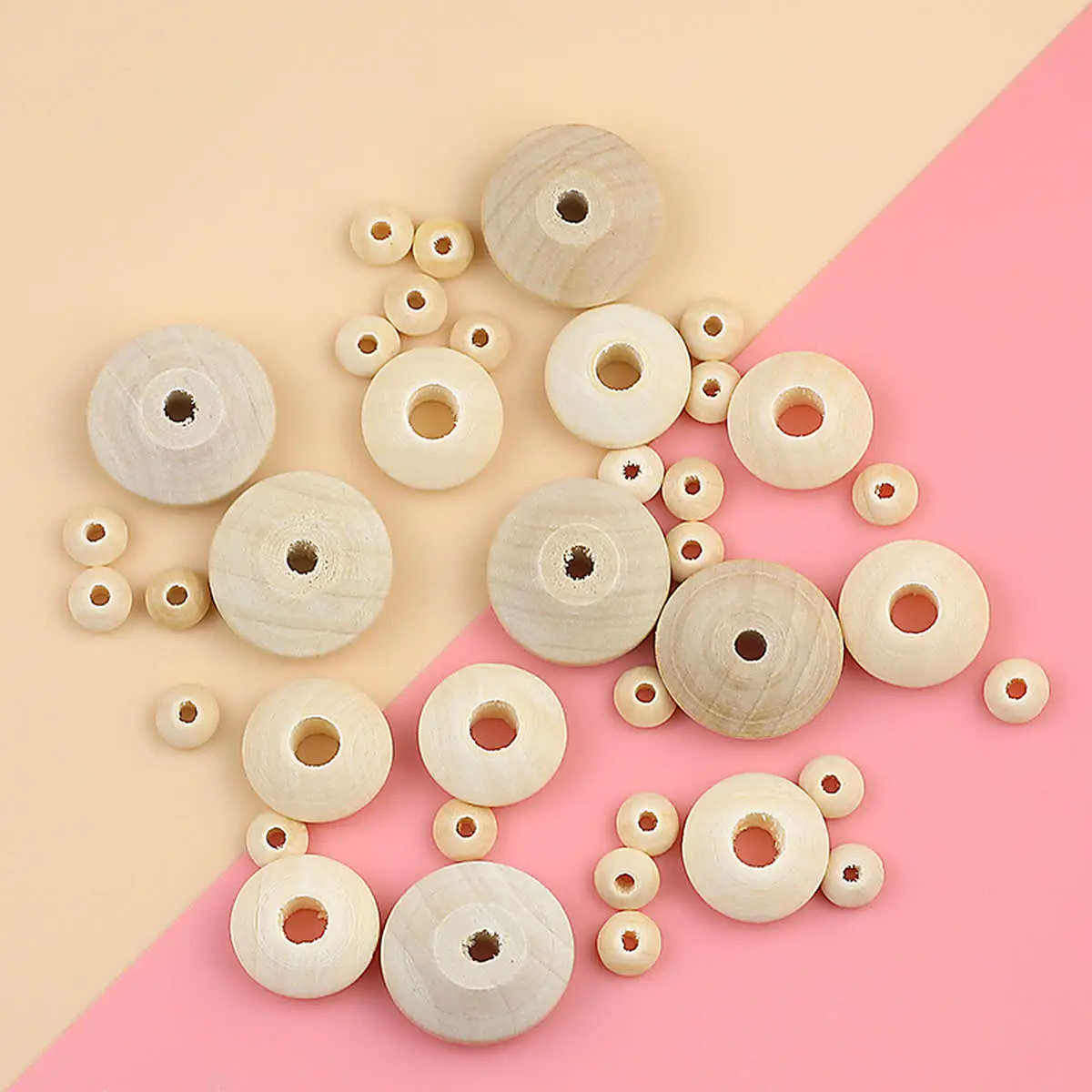 YHBZRET Wooden Flat Round Beads Loose Spacer Eco-Friendly Natural-Color Wood Beads for Jewelry Making bracelet DIY Findings toys