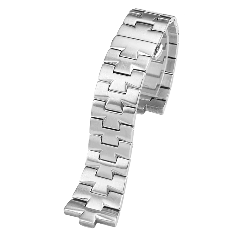 24mm*8mm Convex mouth Stainless steel Watch Band for Vacheron Constantin OVERSEAS Strap Men Silver Solid Metal  Bracelet