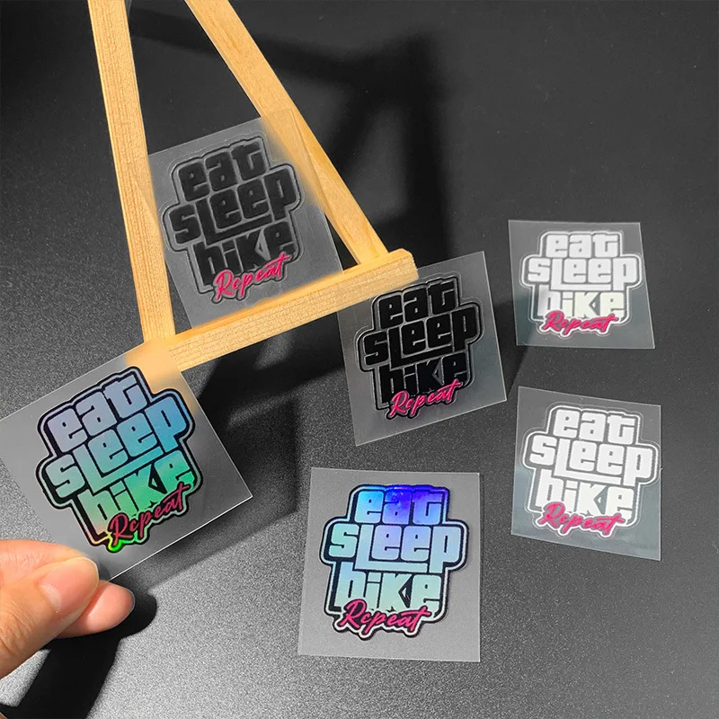 Eat Sleep Ride Funny Sticker Waterproof PET Decal Bicycle Motorcycle Seat Tube Scratch Cover Outdoor Decoration