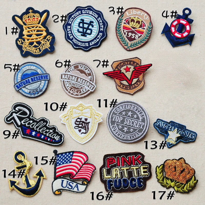 5pcs Fashion medal badge cloth applique patch stickers pants hat clothes decoration stickers embroidery Iron On hole stickers