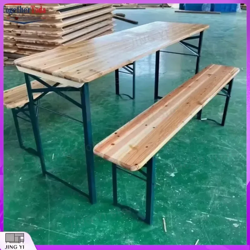 Portable Folding Outdoor Wooden Bench for Terrace Picnic Camping Beer Garden Backyard Patio Relaxation Leisure Equipment