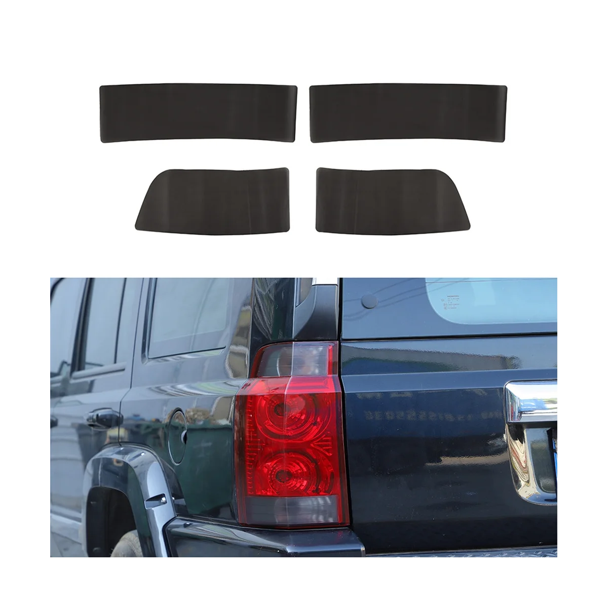 For Jeep Grand Commander 2006-2010 Tail Light Tint Film Overlay Protective Film PVC Sticker ,Smoke Black 4PCS