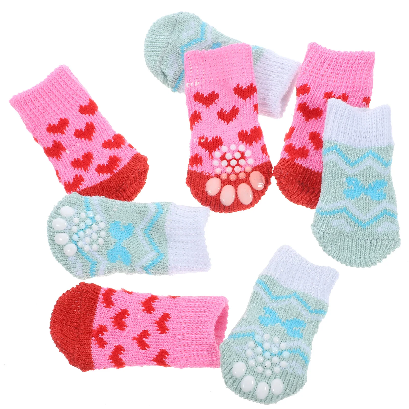 

4Pairs Anti Slip Dog Socks Winter Warm Cotton Breathable Pet Paw Protectors Washable Reusable Small Dog