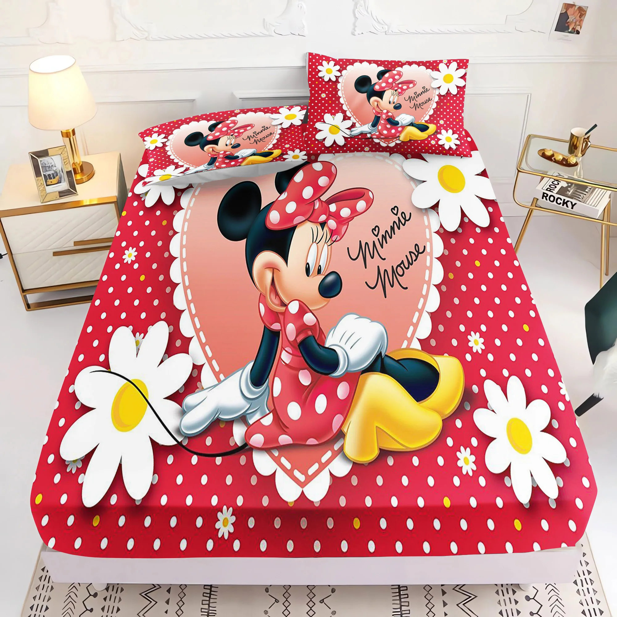 

Mickey Fitted Sheet Comforte 100% Polyester 2/3pcs Bedding Set Cute Printed Cartoon Suitable For Children And Adults