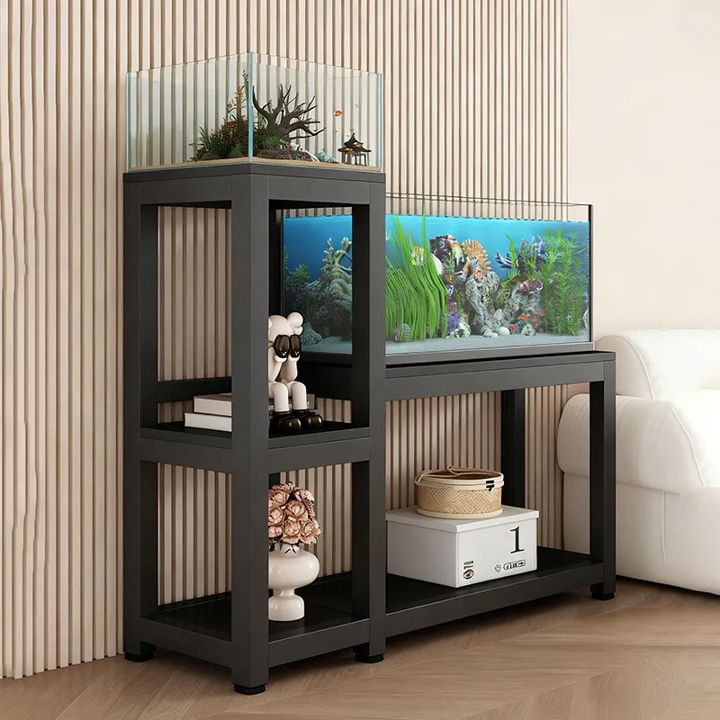 Living Room L-Shaped Fish Tank Stand Three Layers Integrated Heavy Duty Support Rack Flower Stand Home Decor Storage Shelf