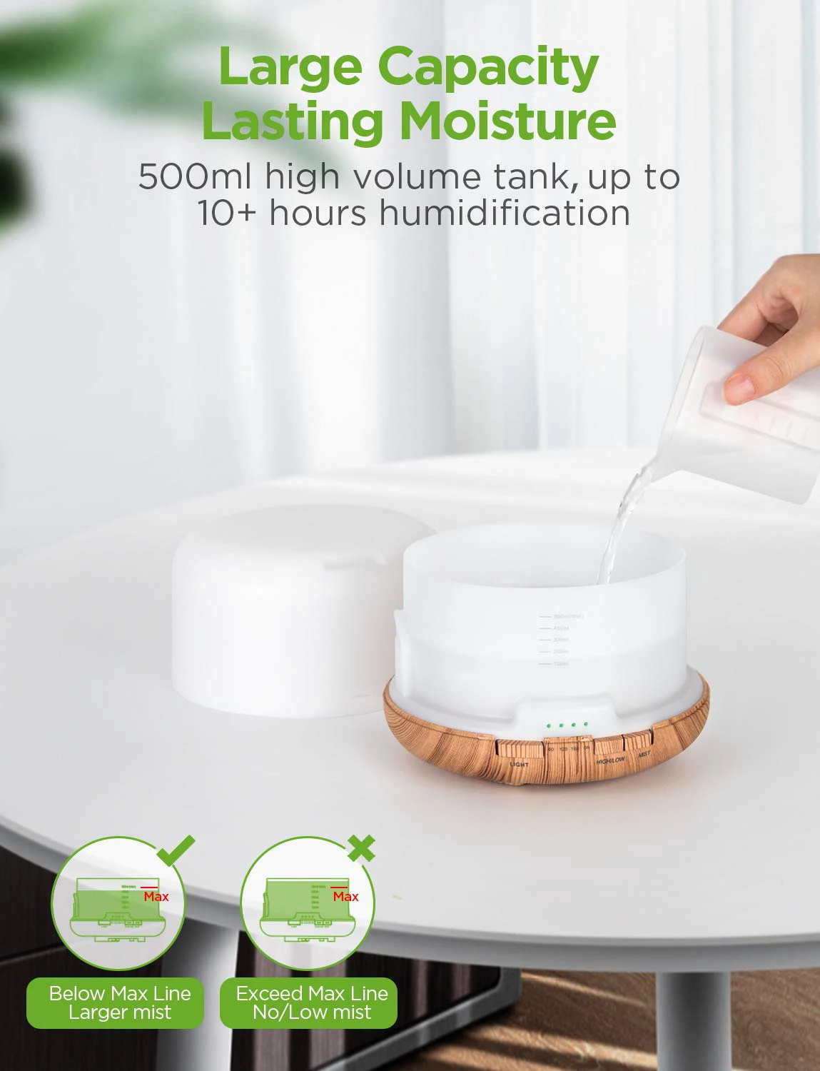 500Ml Scent Diffuser Ultrasonic Air Humidifier Atomization Essential Oil Diffuser Quiet Operation For Living Room And Office