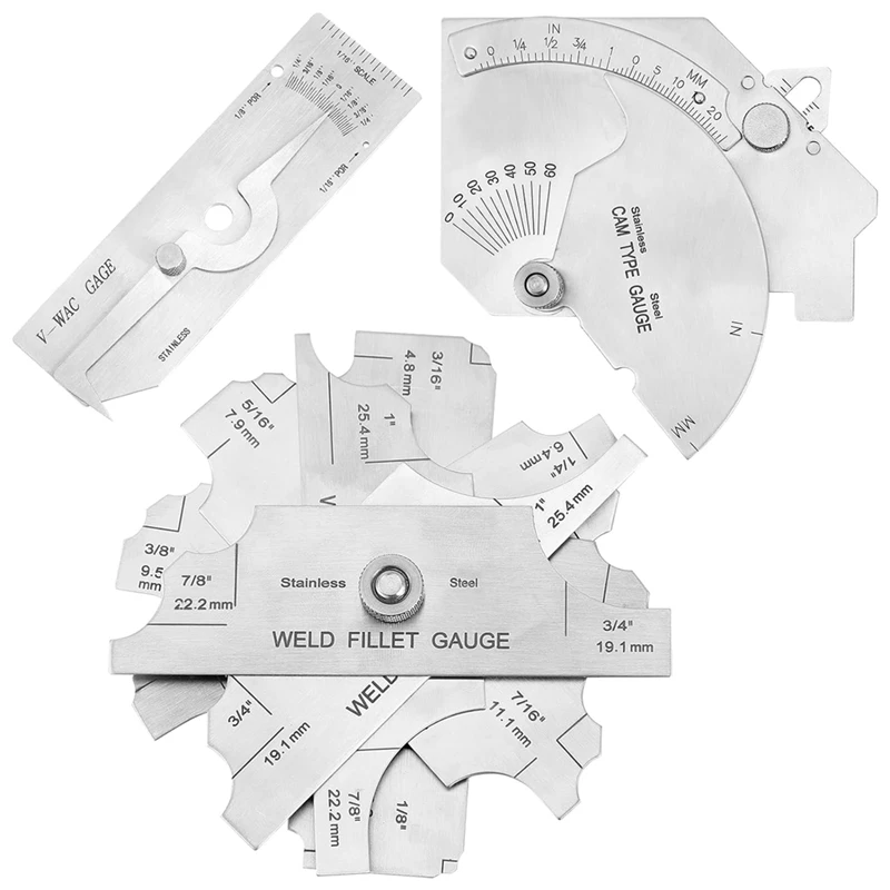 

7 Piece Fillet Weld Gauge Gage Set Single Weld Gauge Stainless Steel Bridge Cam Gauge Kit