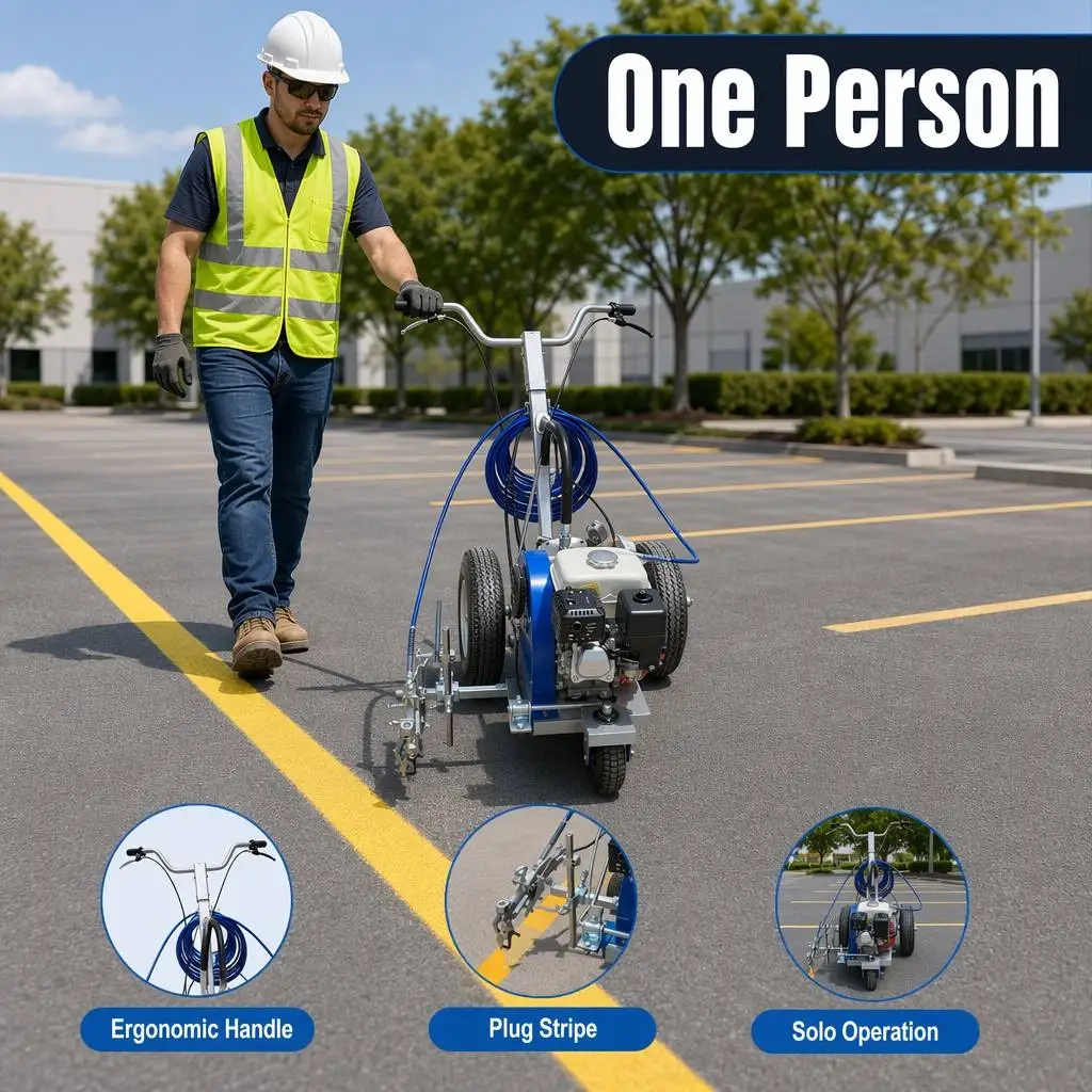 Line Marking Machine Road Striper Airless Paint Sprayer For Parking Lot Highway Stripe Construction Tools