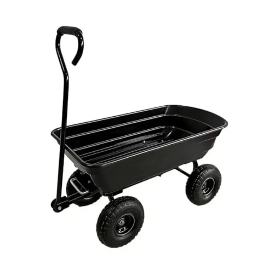 Garden Dump Cart, Heavy Duty Outdoor Garden Wagon with Quick Release and 10-Inch Flat-Free All-Terrain Wheels, Utility Wagon fo