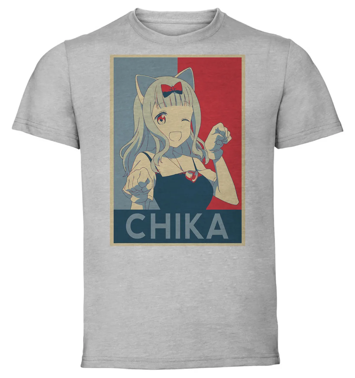 T-Shirt Unisex Grey Propaganda Kaguya Sama Love Is War Chika Fujiwara