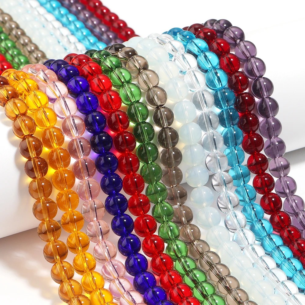 32-90pcs Natural Stone Beads Pomegranate Red Amber Yellow Green Glass Crystal Beads Round Loose Beads For DIY Jewelry Making