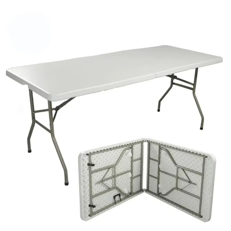 Easy Folding Bbq Picnic Heavy  Dining Table Rectangular Outdoor Camping Plastic Portable Folding Table