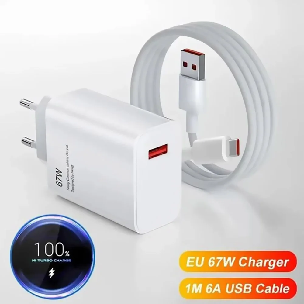 6A 67W EU Ultra Fast Wall Charger For Xiaomi 11 12 Lite 17 15 Redmi Note 15 14 13 POCO F8 M7 F7 Pro C85 Fast Charging