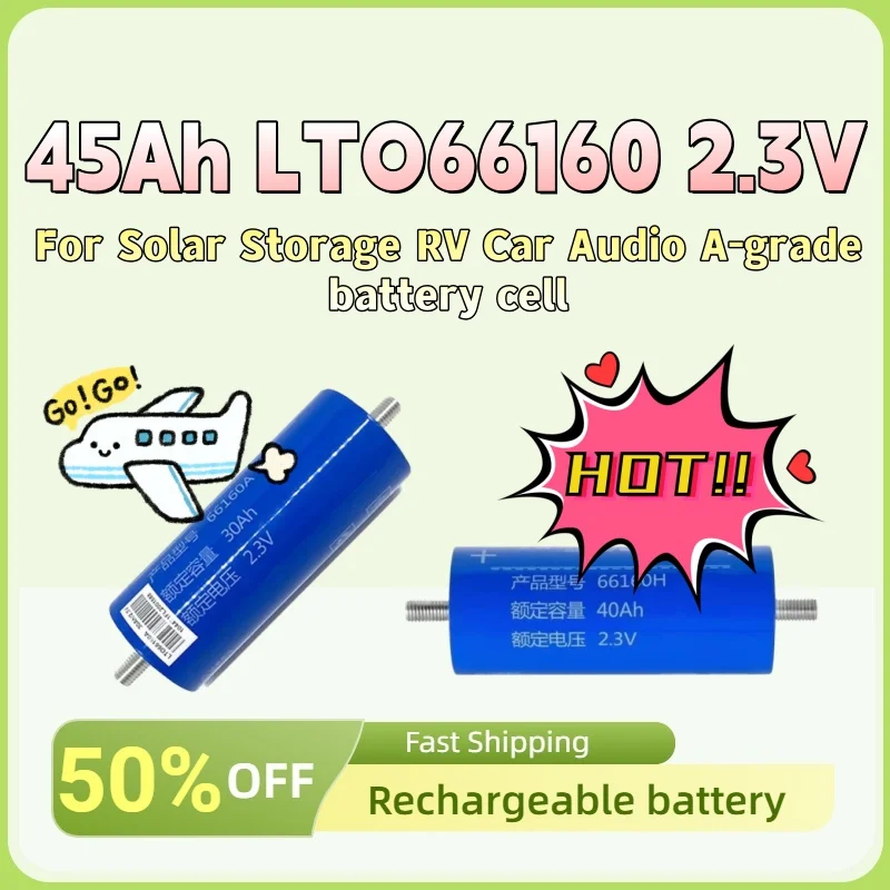 

In Stock Lithium Titanate Rechargeable Battery for Solar Storage RV Car Audio A-grade battery cell 2.3V 30Ah 40Ah 45Ah LTO66160